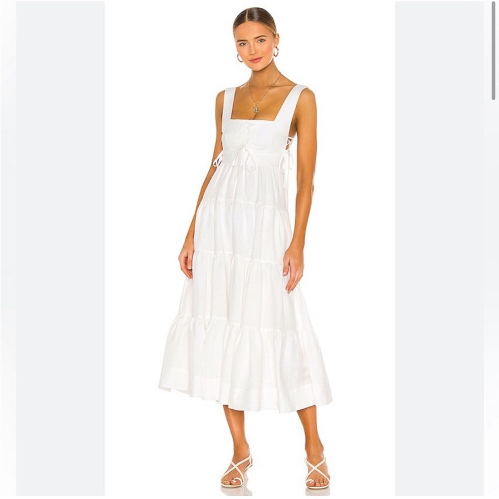 Shona Joy Lace Up Tiered Midi Dress